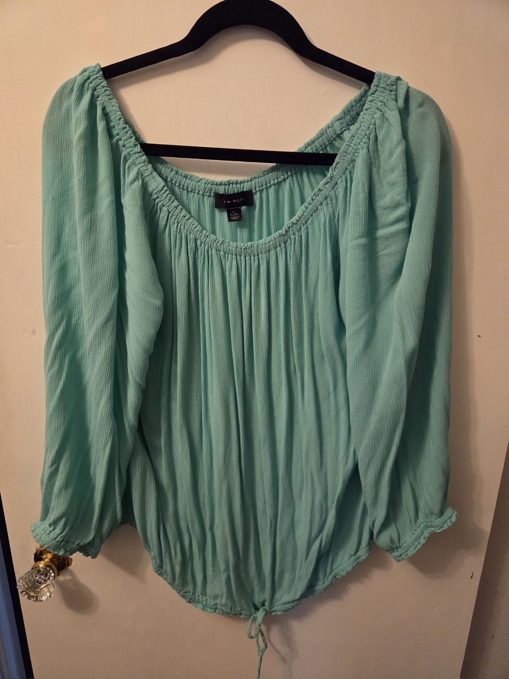 Tommy Hilfiger Lightweight Teal/Mint Peasant Top - Unbranded